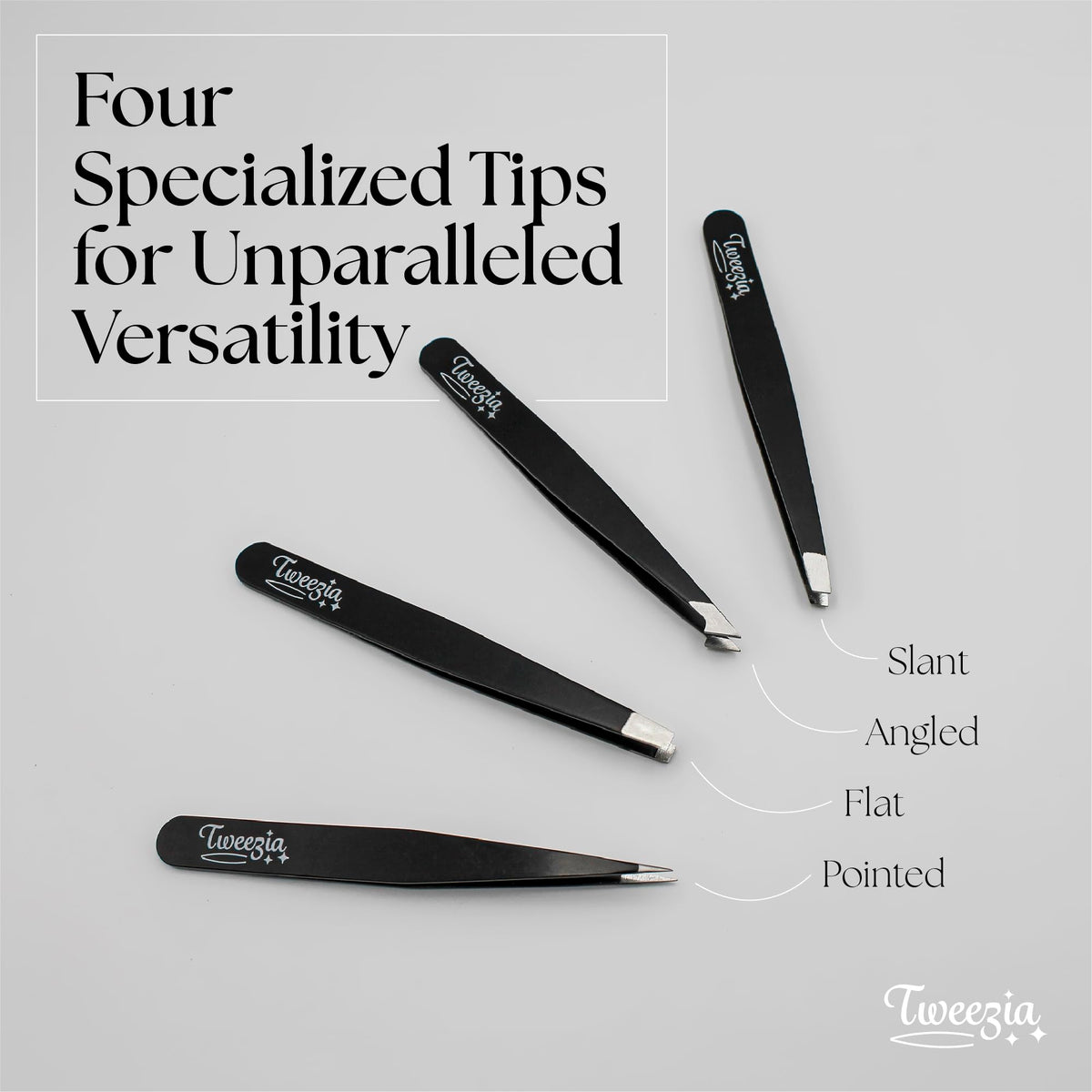 Houseify TWEEZIA pointed tip close-up catching fine hairs for accurate removal