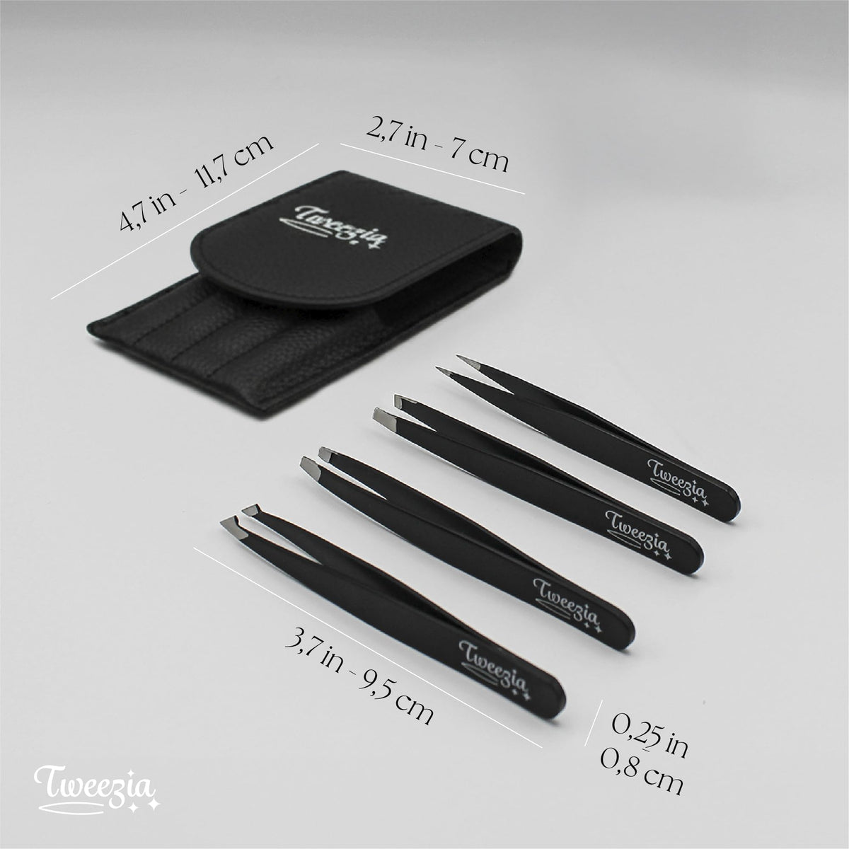 Houseify TWEEZIA slanted tip close-up showing precise grip for brow shaping and control