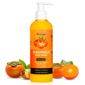 Hoveimpee front bottle showing persimmon body wash and clean packaging benefit