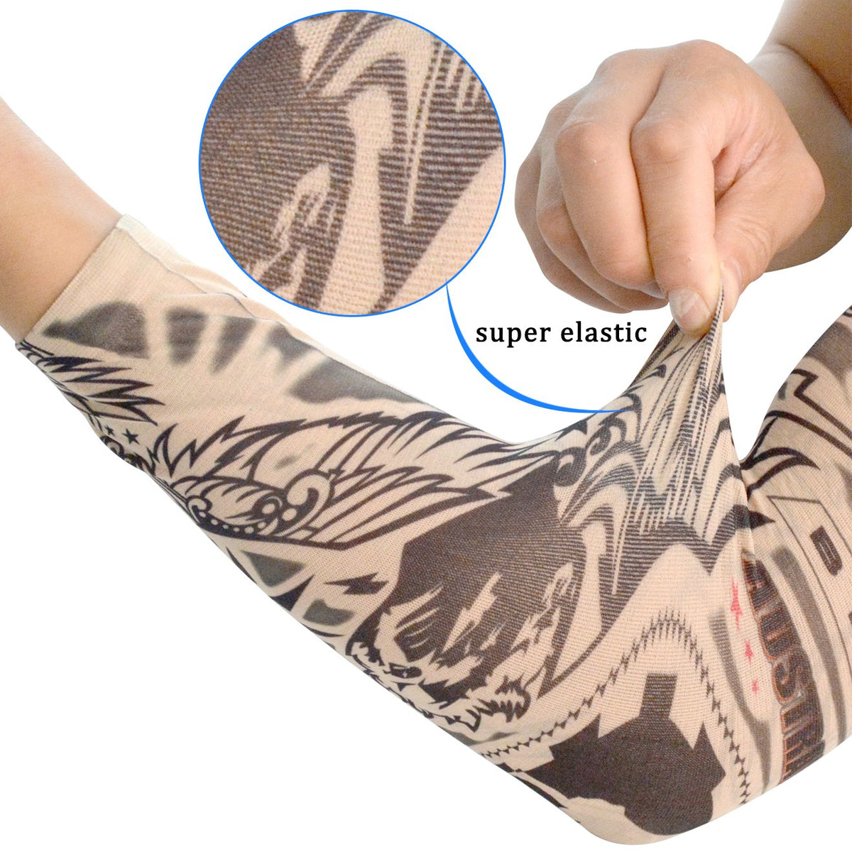 HOVEOX tiger design sleeve worn on arm demonstrating realistic tattoo look