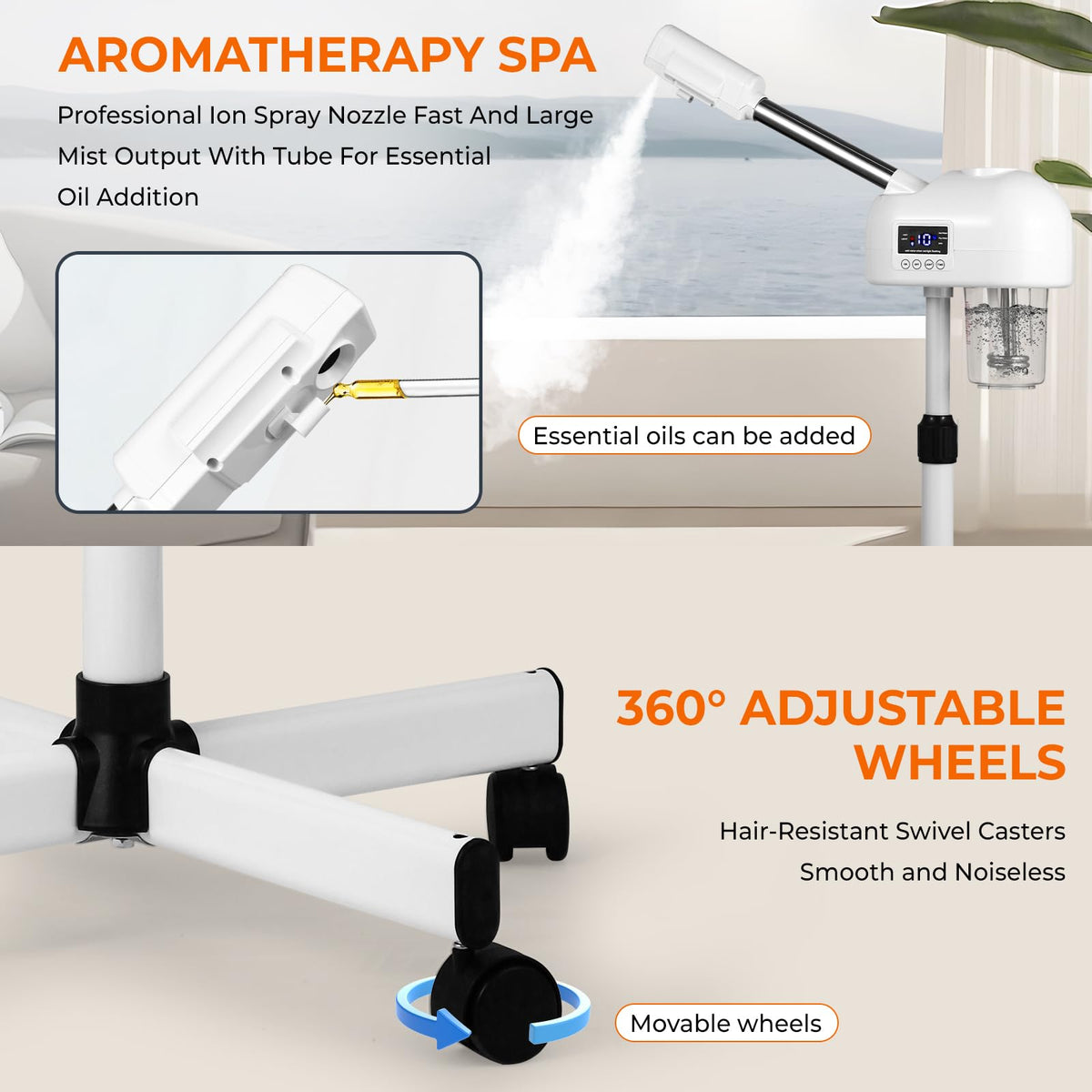 Hovinke caster wheels and stable base for easy mobility between rooms