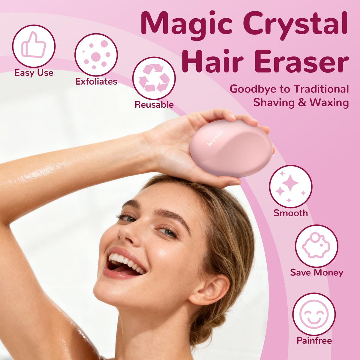hoyesch in use on arm showing gentle circular motion and exfoliating result