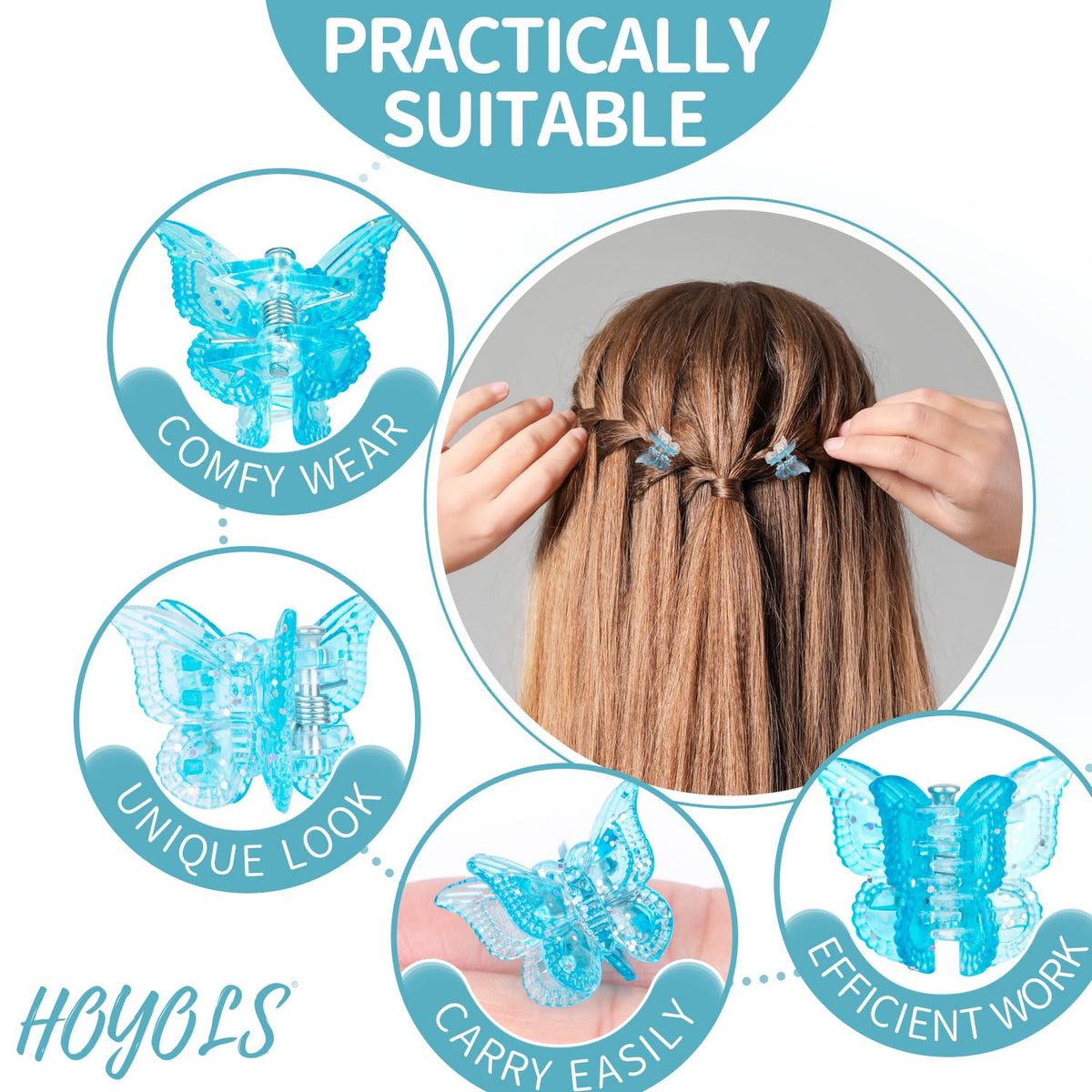 HOYOLS clips used in braid styling showing playful colorful accents