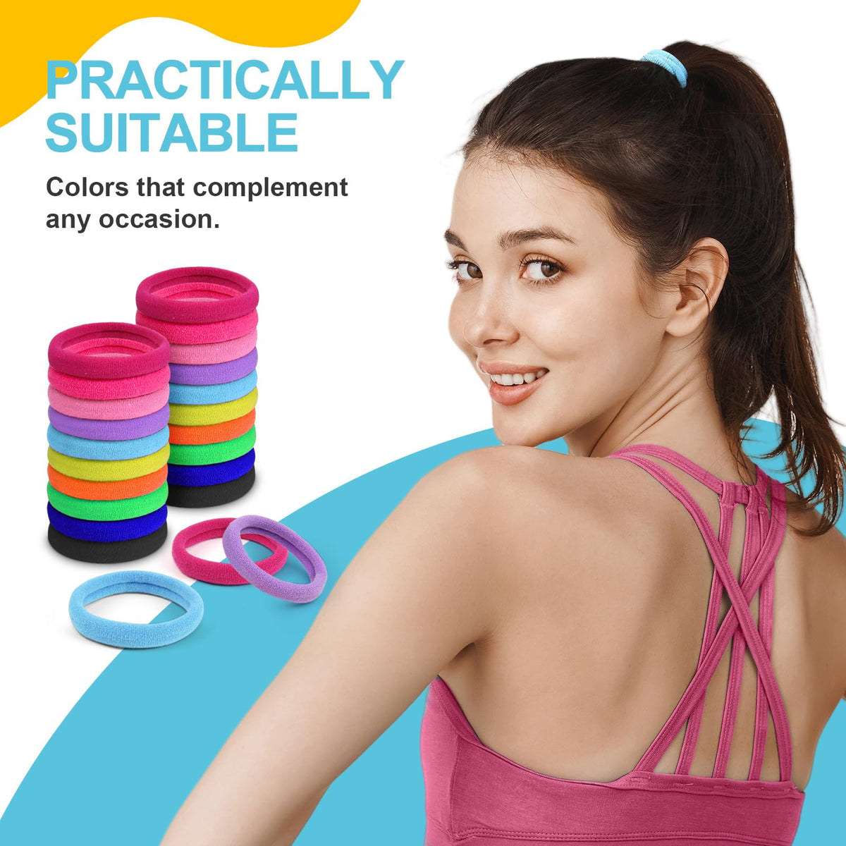 HOYOLS hair tie held in hand to show compact 4cm size and portability