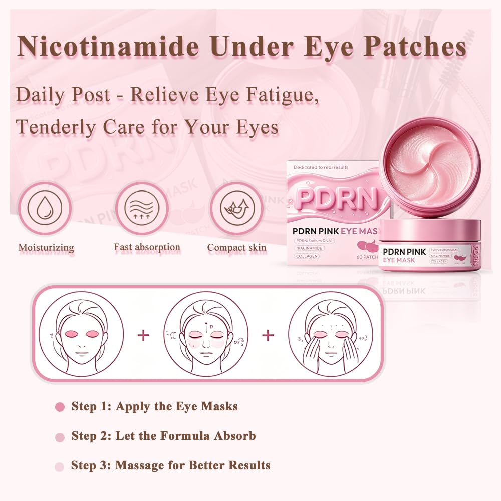 HPUFKOT patch applied under eye, demonstrates comfortable hands-free wear
