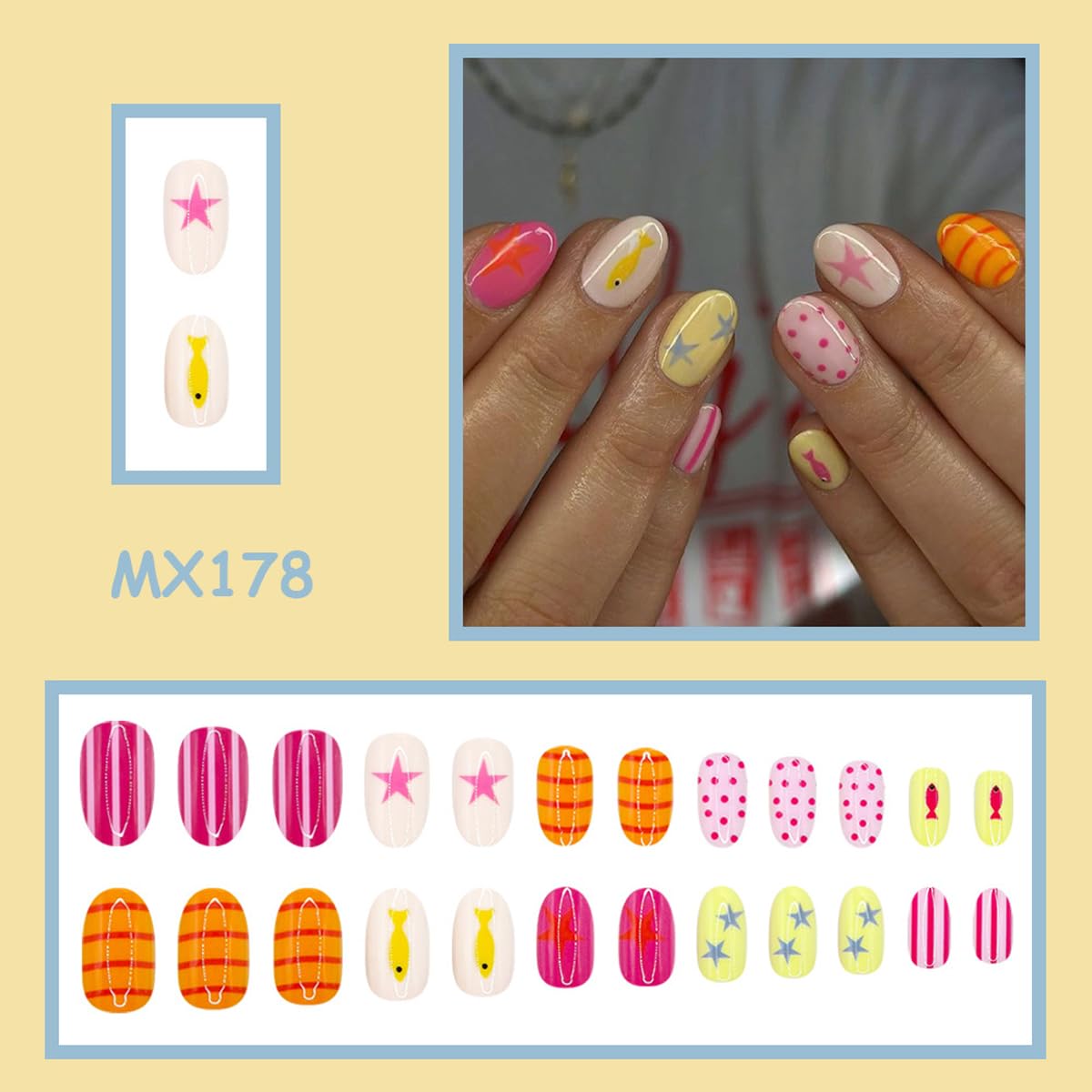 HPYFOI close-up of polka dot striped star fish patterns highlighting playful designs