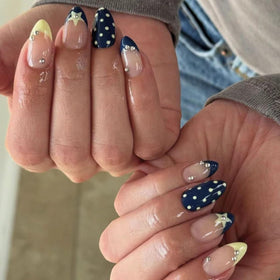 HPYFOI side view of medium almond-shaped press-on nails showing curve fit