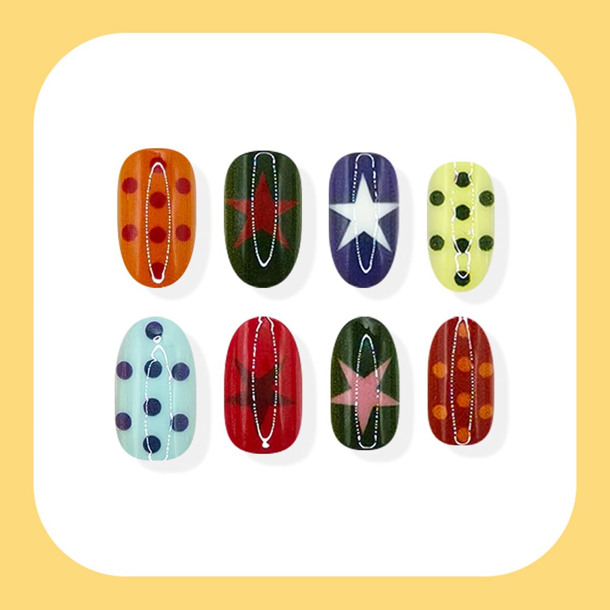 HPYFOI star design detail emphasizing crisp print and playful Y2K look on nails