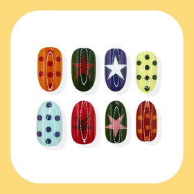 HPYFOI star design detail emphasizing crisp print and playful Y2K look on nails