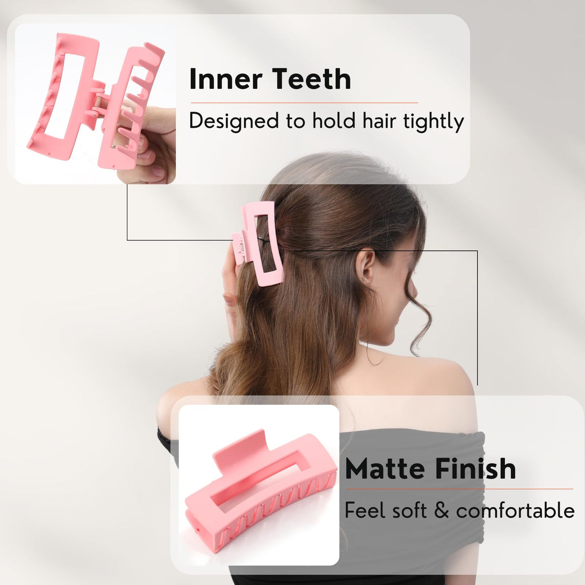 HQ-SITE side view open nearly 180 degrees illustrating wide hair capacity and strength