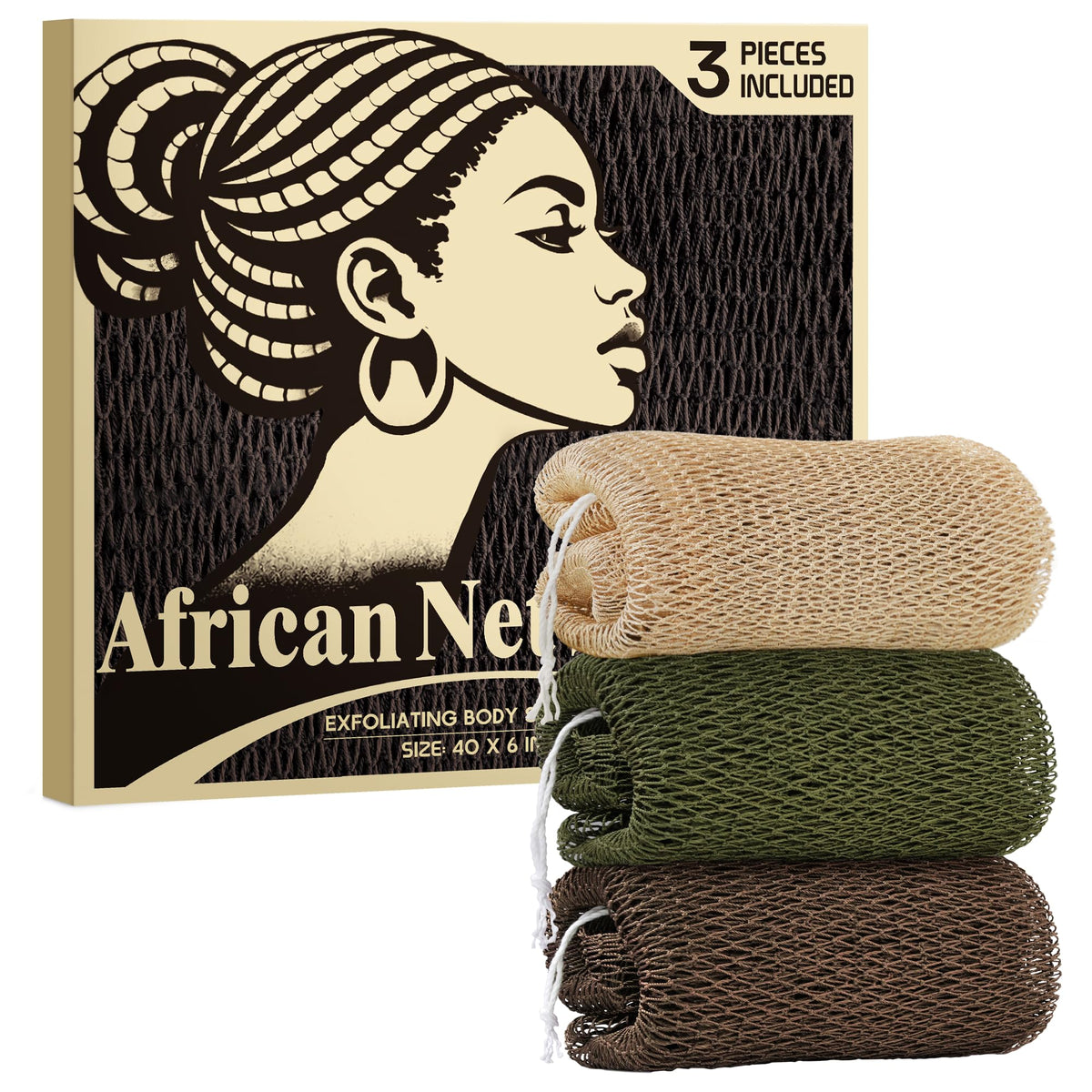 Hrsqu front view of three-color net sponge set showing bright colors and packaging benefits