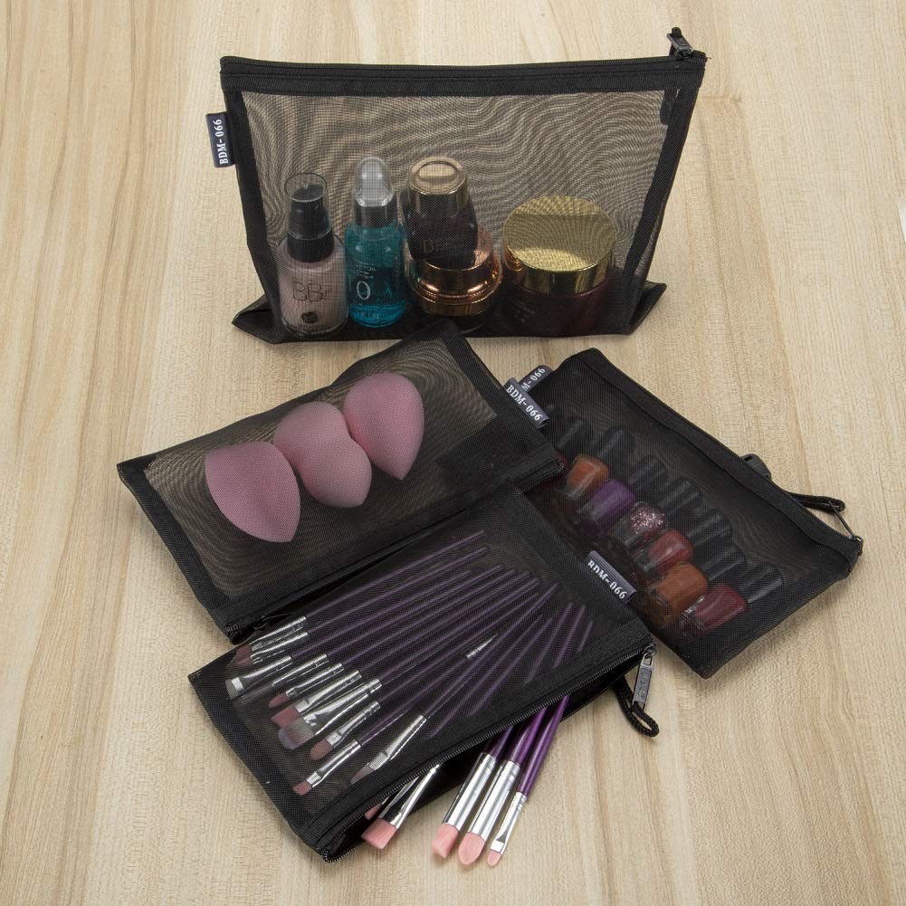 HRX Package pouches filled with cosmetics demonstrating quick visibility and sorting