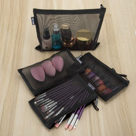 HRX Package pouches filled with cosmetics demonstrating quick visibility and sorting