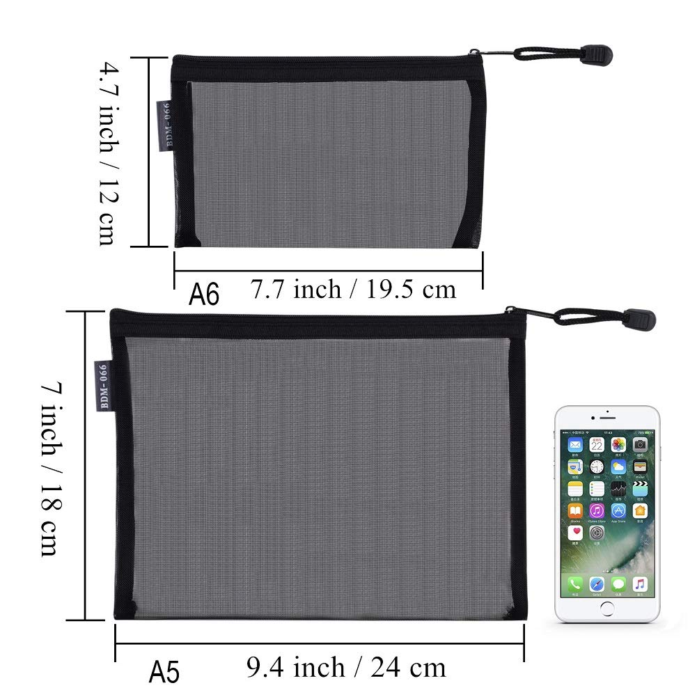 HRX Package size comparison with A5 and A6 pouches showing packing flexibility
