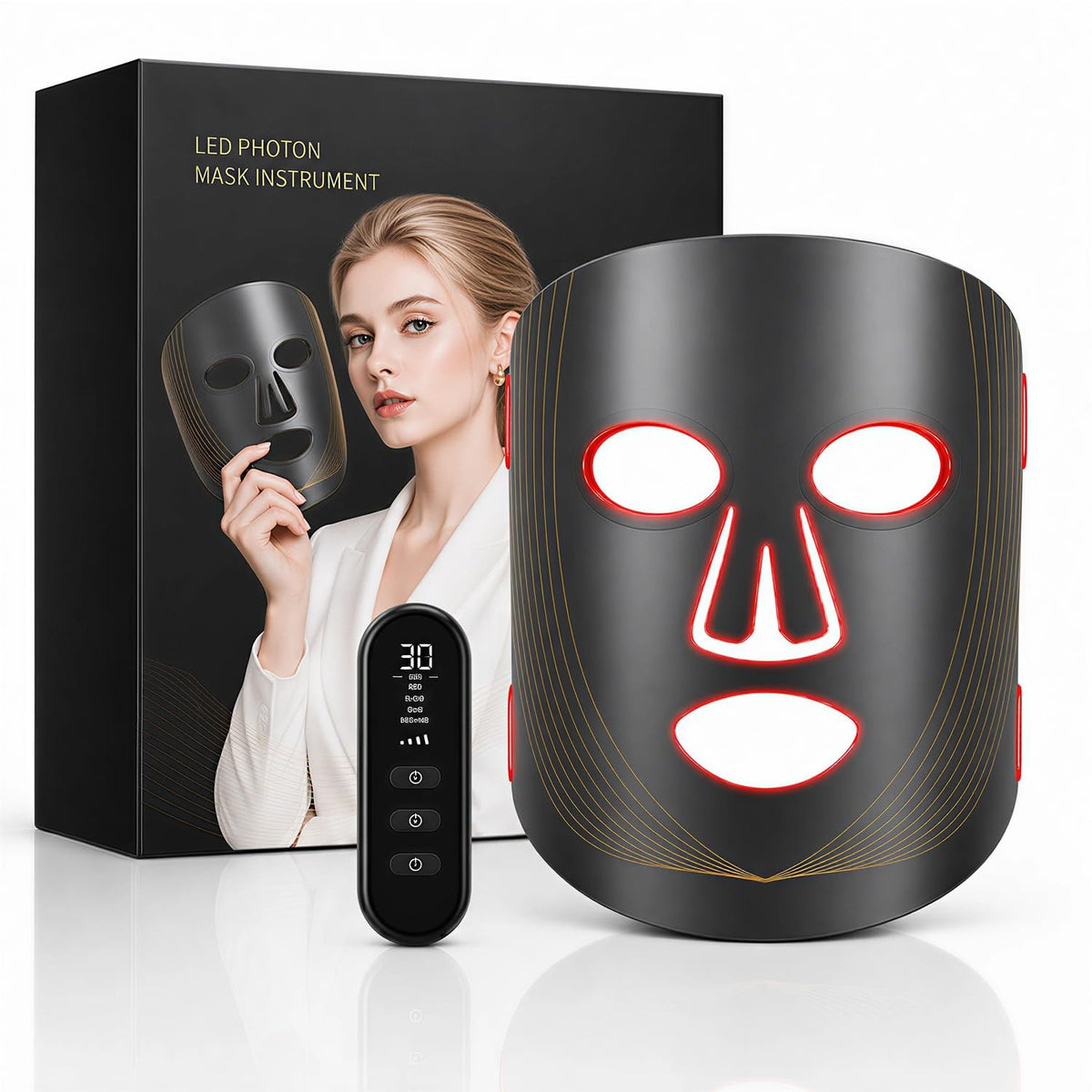Hsaiiae mask front view showing full-face LED coverage and comfortable design