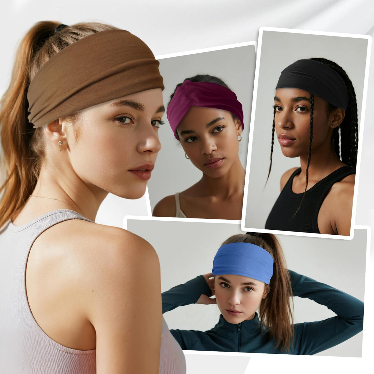 HSEM six folded headbands in colors showing easy storage and outfit matching