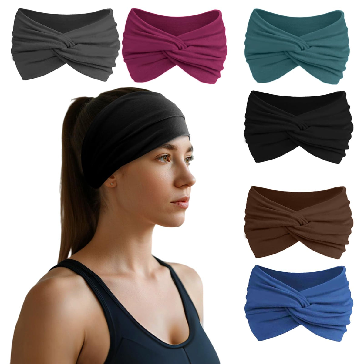 HSEM front view of six-color headband pack showing full selection and fit