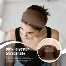 HSEM headband worn during workout showing secure non-slip hold and sweat control
