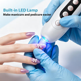 HSKAI device in use during pedicure illuminating toenails for precise trimming