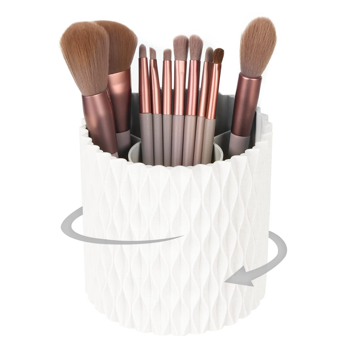HSSPANFN front view of white brush holder showing neat storage benefit