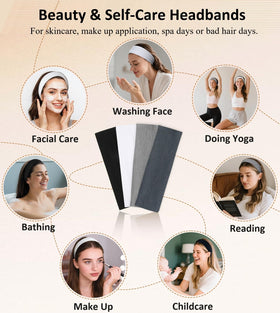 Huachi headband in bathroom spa setting keeping hair back during skincare