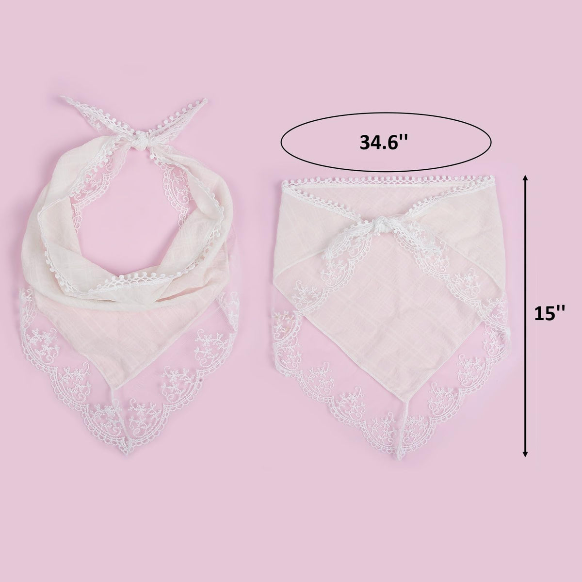 Huachi bandana next to a hand showing size and lightweight portability