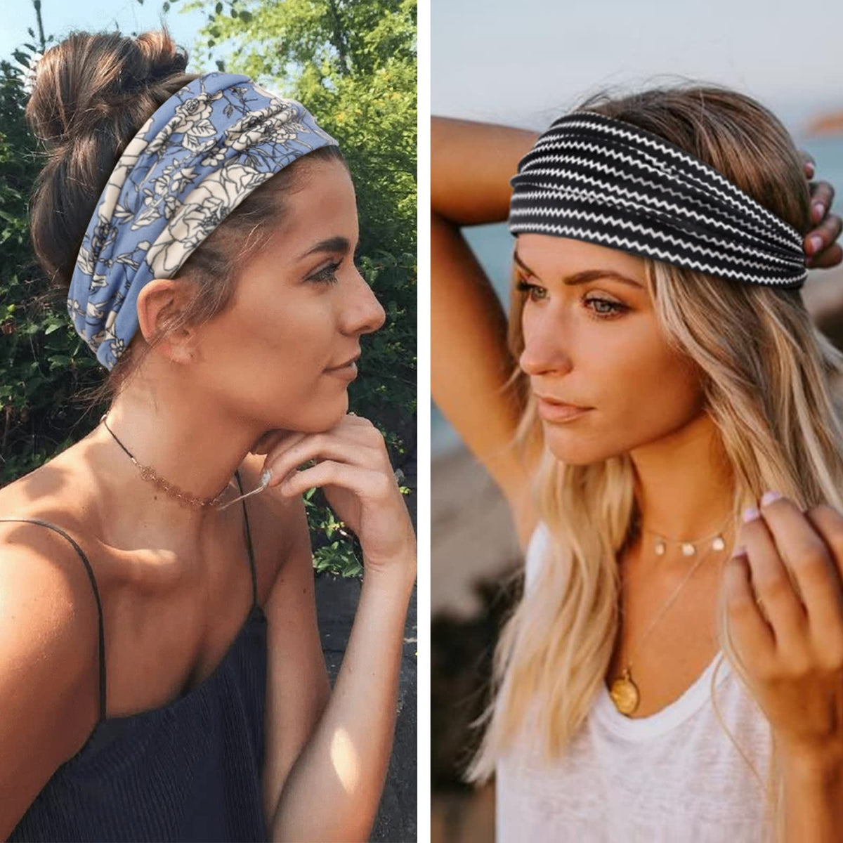 Huachi wide headband covering ears on runner showing warmth and non-slip benefit