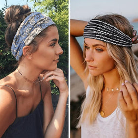 Huachi wide headband covering ears on runner showing warmth and non-slip benefit