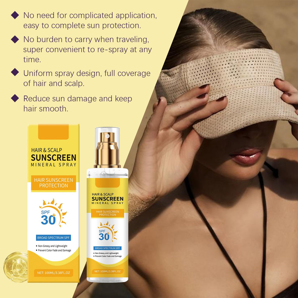HuaQing spray applied to hairline and scalp offering protected exposed areas