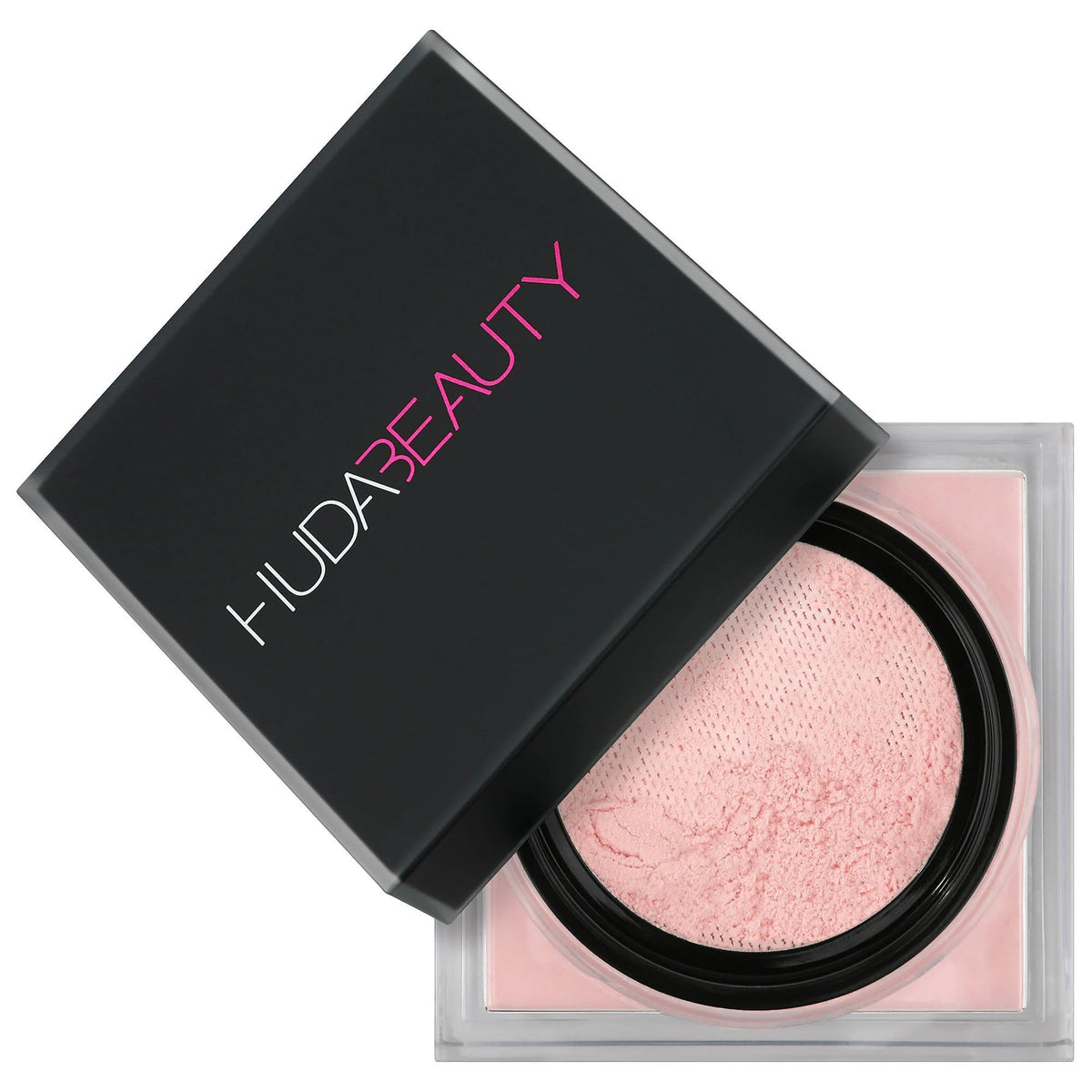HUDA BEAUTY close-up of finely milled Cherry Blossom powder texture for smooth application