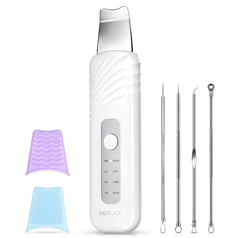 HUGJOG front kit overview showing device and accessories for complete facial care benefits