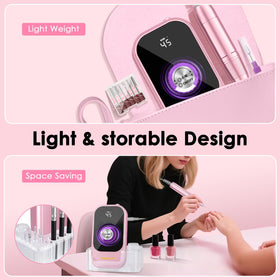HUGMAPLE handpiece in use during manicure showing ergonomic comfort benefit