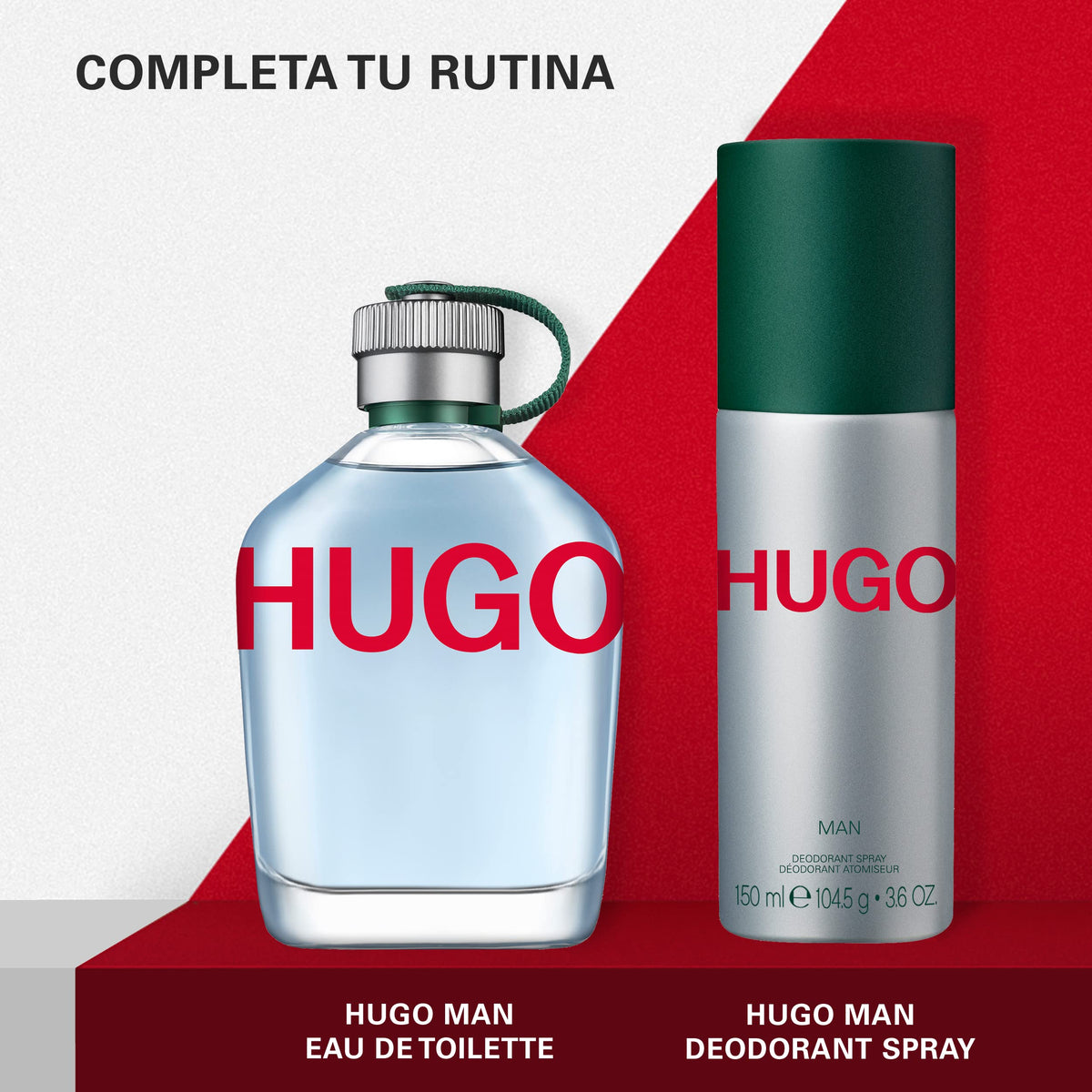 Hugo Boss HUGO Man box and bottle staged to show retail packaging and gifting
