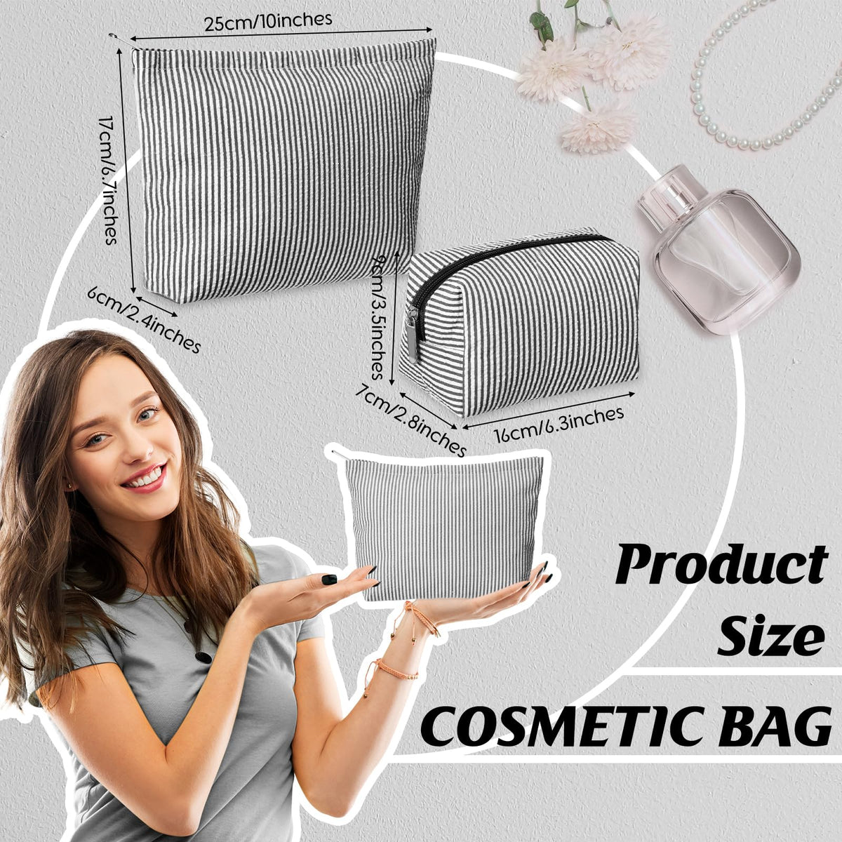 Huhumy large pouch opened to show interior space and organized toiletries for easy travel packing