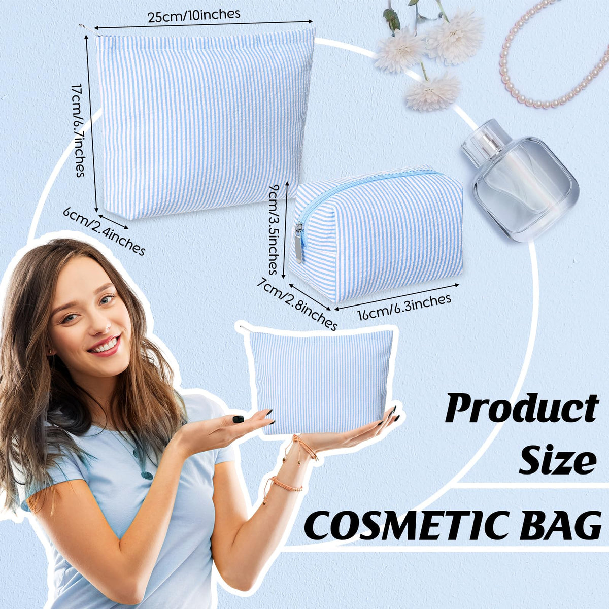 Huhumy large pouch open with cosmetics visible for easy travel packing