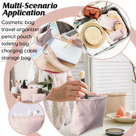 Huhumy open large pouch filled with toiletries for travel-ready benefit