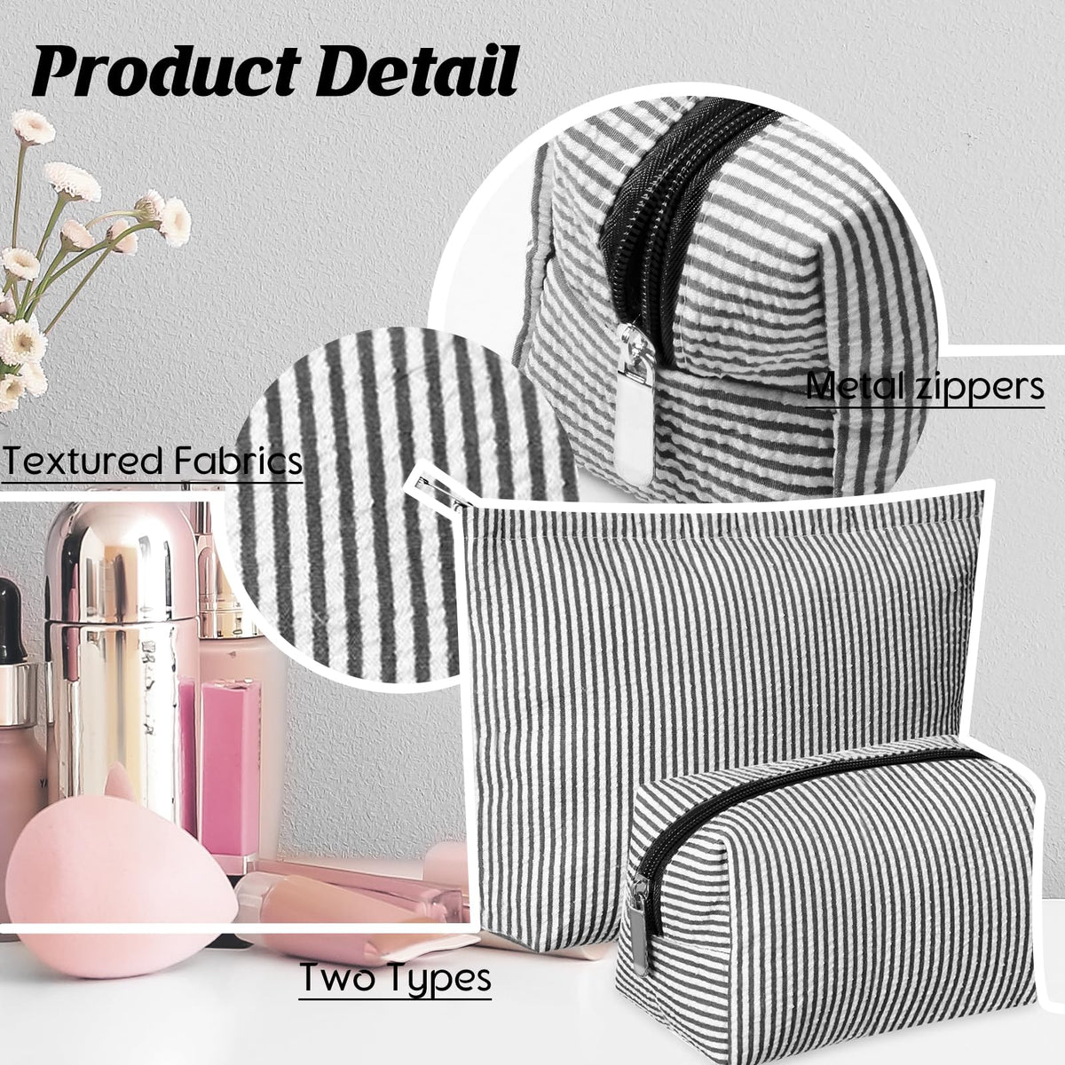 Huhumy small pouch holding makeup brushes and cosmetics for compact daily touch-ups