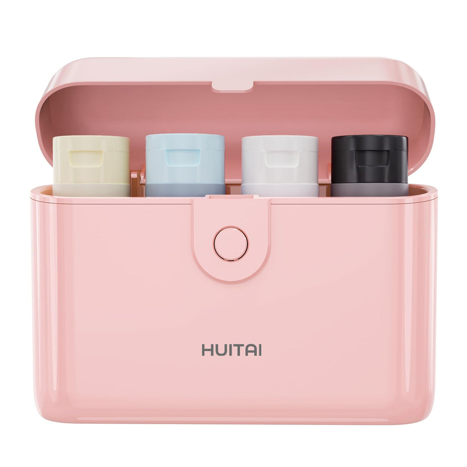 HUITAI front view hard-shell case showing compact protection and stylish pink color