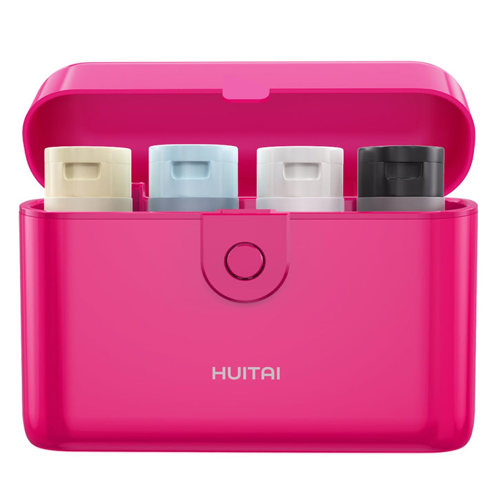 HUITAI front view of hot pink travel case showing compact protection and portability