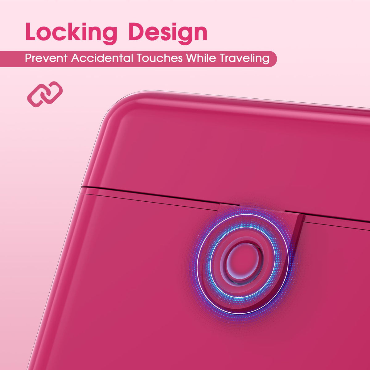 HUITAI press-to-unlock button closeup improving security against accidental opening