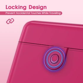 HUITAI press-to-unlock button closeup improving security against accidental opening