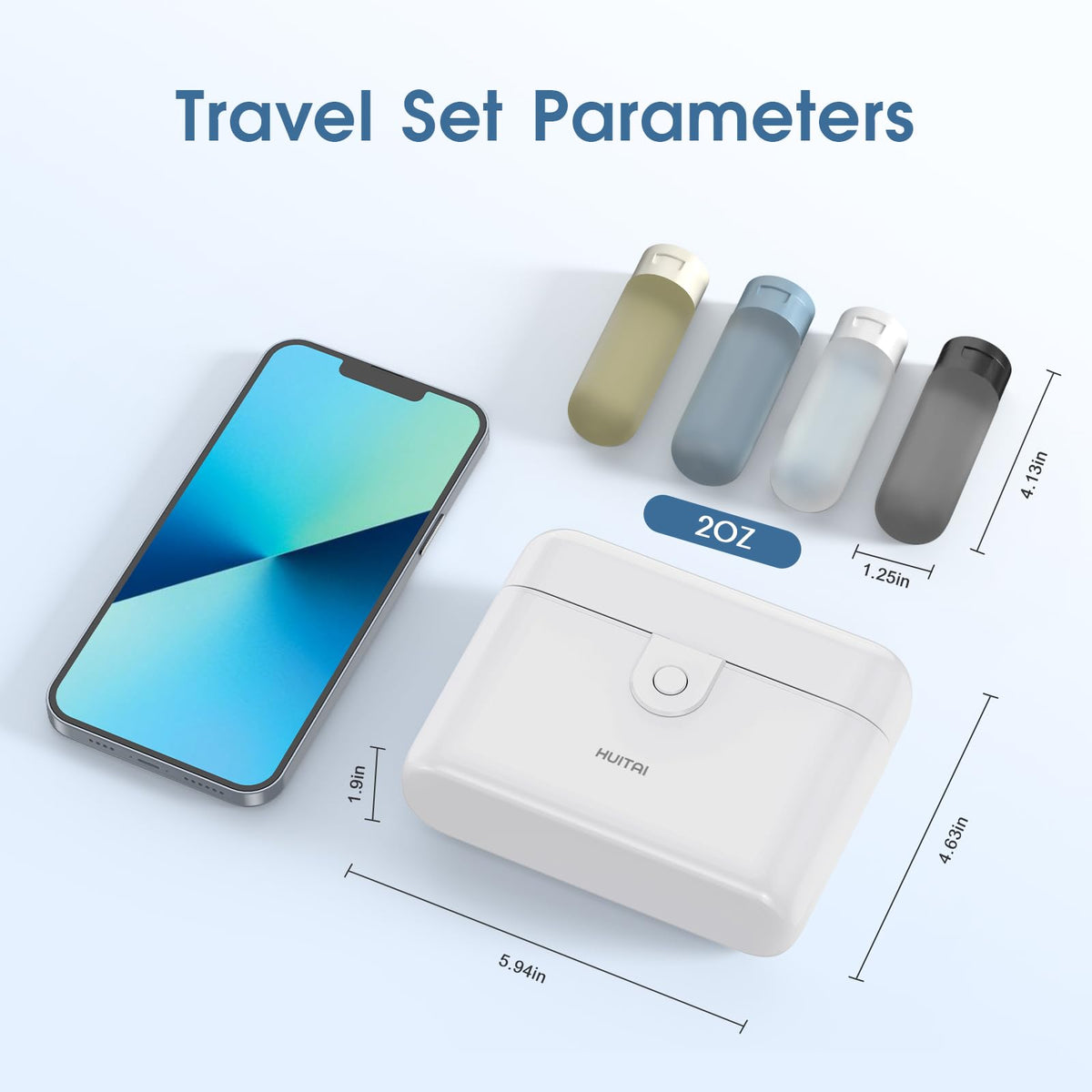 HUITAI open case revealing four seated bottles for organized travel