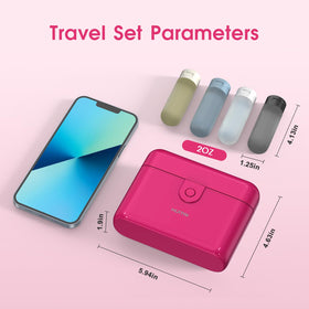 HUITAI open case displaying four 2oz semi-transparent bottles for easy organization