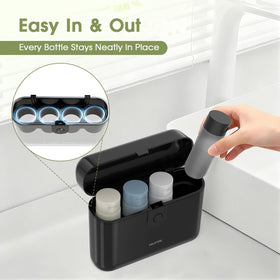 HUITAI case next to passport showing compact travel-friendly size