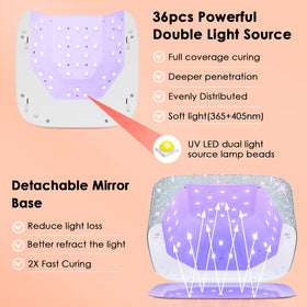HUITINE removable mirror base detached for easy cleaning and pedicure access