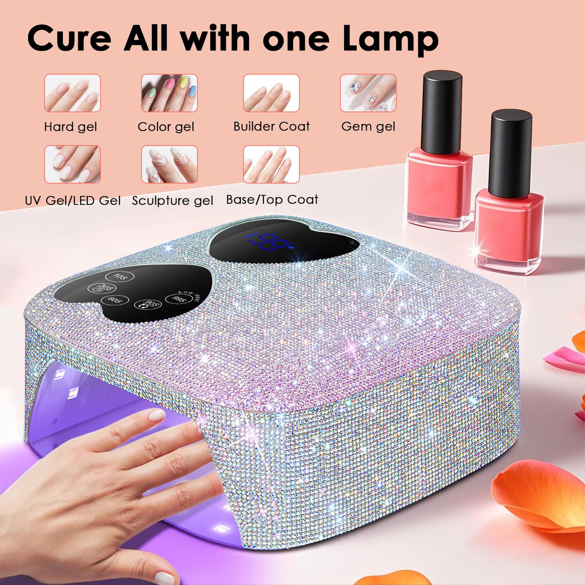 HUITINE lamp in salon setting styled on manicure table for client-ready presentation