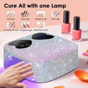 HUITINE lamp in salon setting styled on manicure table for client-ready presentation