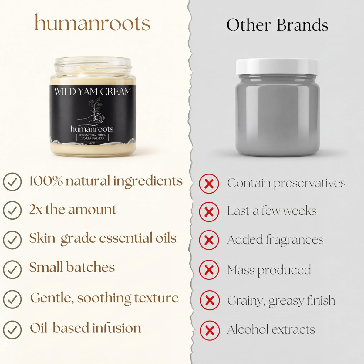 humanroots label closeup highlighting organic ingredients and scent notes