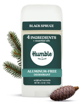 Humble simple and true front packaging showing natural deodorant benefits