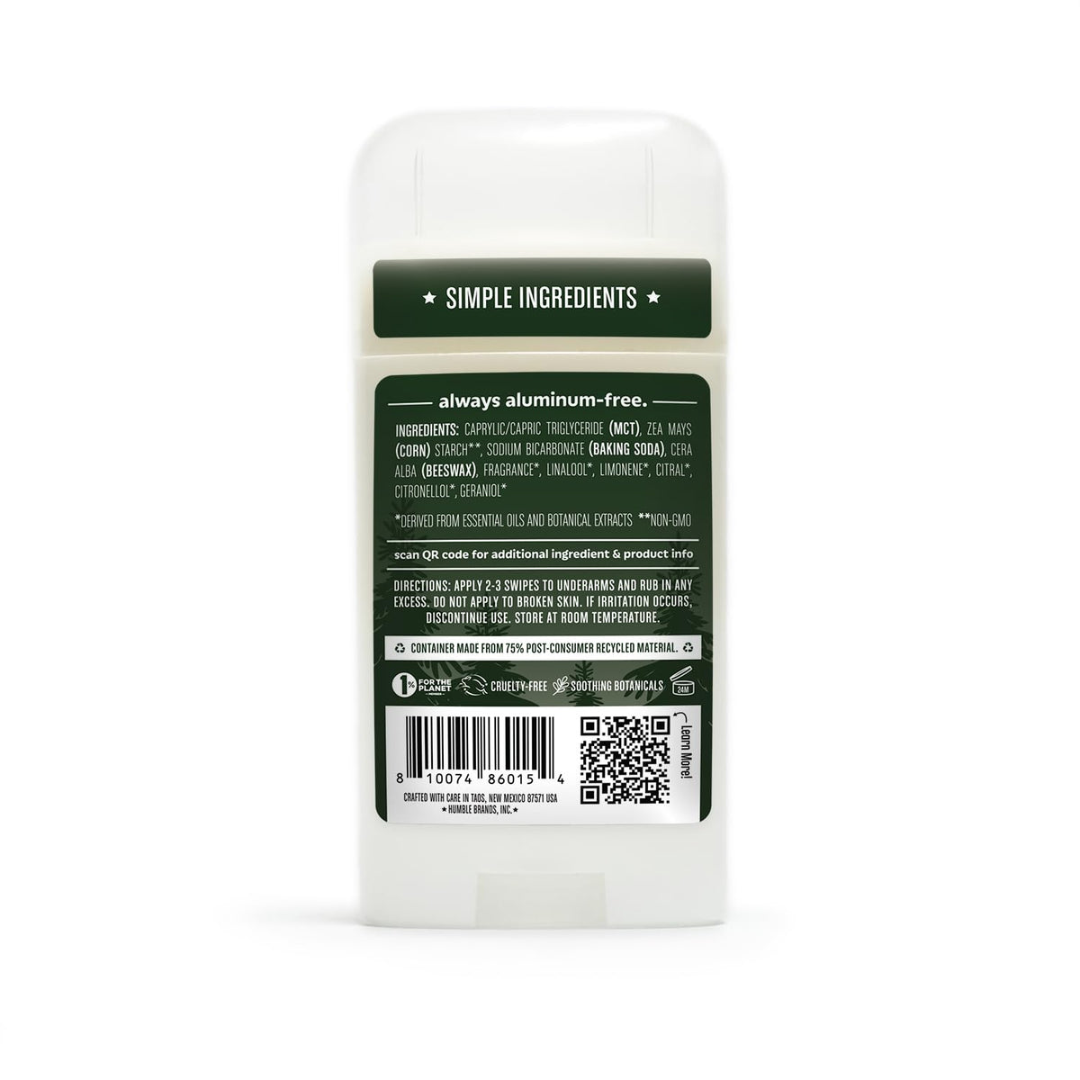 Humble simple and true recyclable packaging label showing eco-friendly commitment